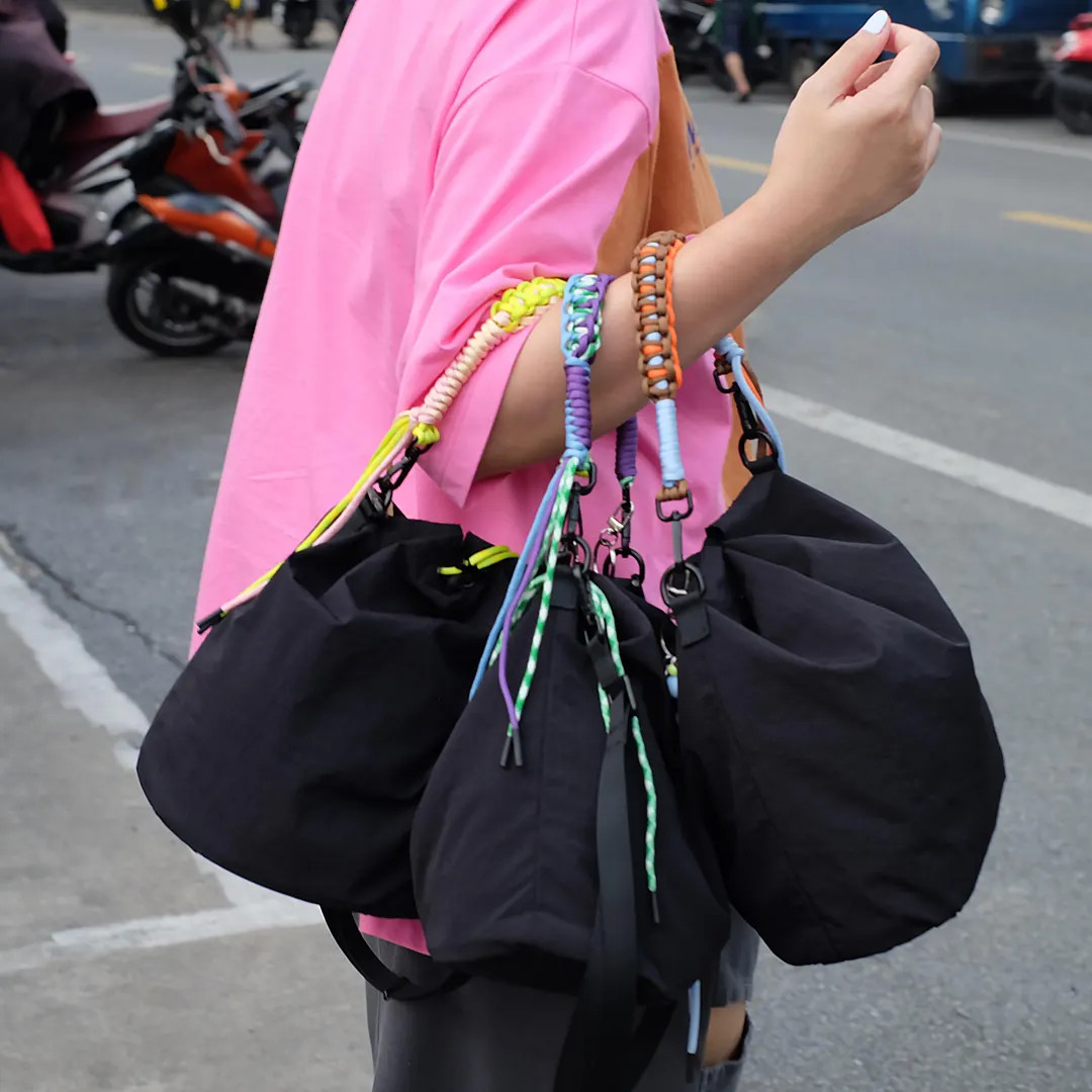 Paracord Nylon 2 Way Bucket Bag, Hand-Knit Crossbody, Custom Color, Durable Rope Art, Ropuropu | Etsy (US)