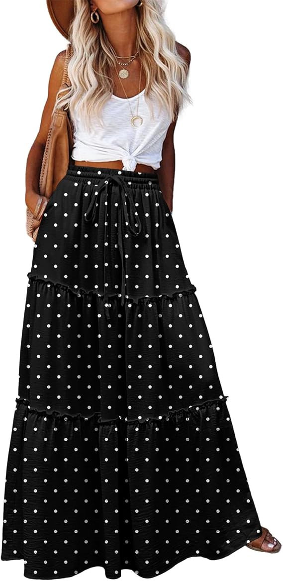 Zeagoo Womens Casual Maxi Skirts for Women 2026 High Waist Boho Skirts Floral Printed Long Flowy ... | Amazon (US)