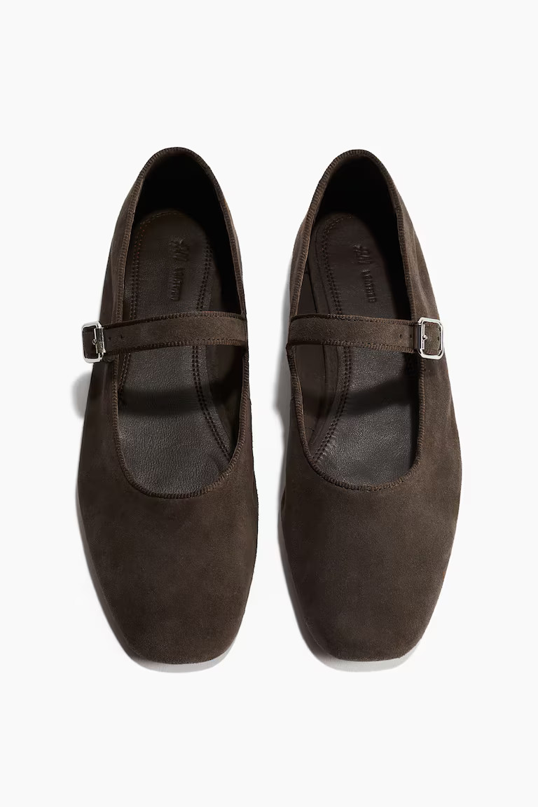 Mary Jane ballet pumps - Dark brown - Ladies | H&M GB | H&M (UK, MY, IN, SG, PH, TW, HK)