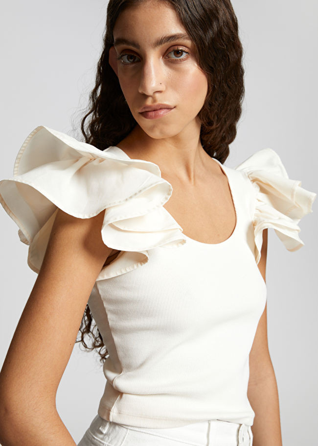 Ribbed Ruffle Sleeve Top | & Other Stories US