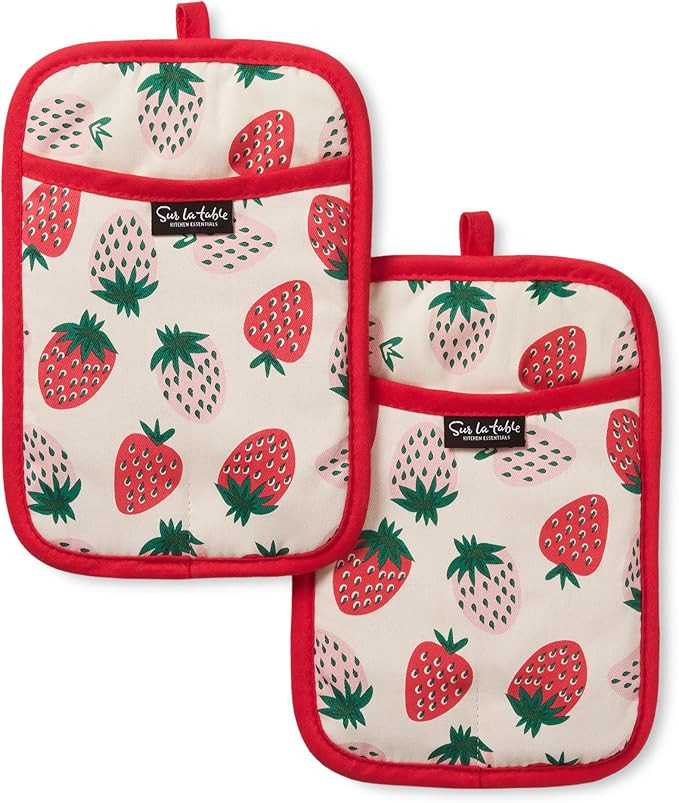 SUR LA TABLE Kitchen Essentials Quirky Strawberries Fruit Potholder 2-Pack Set, Heat Resistant, 1... | Amazon (US)
