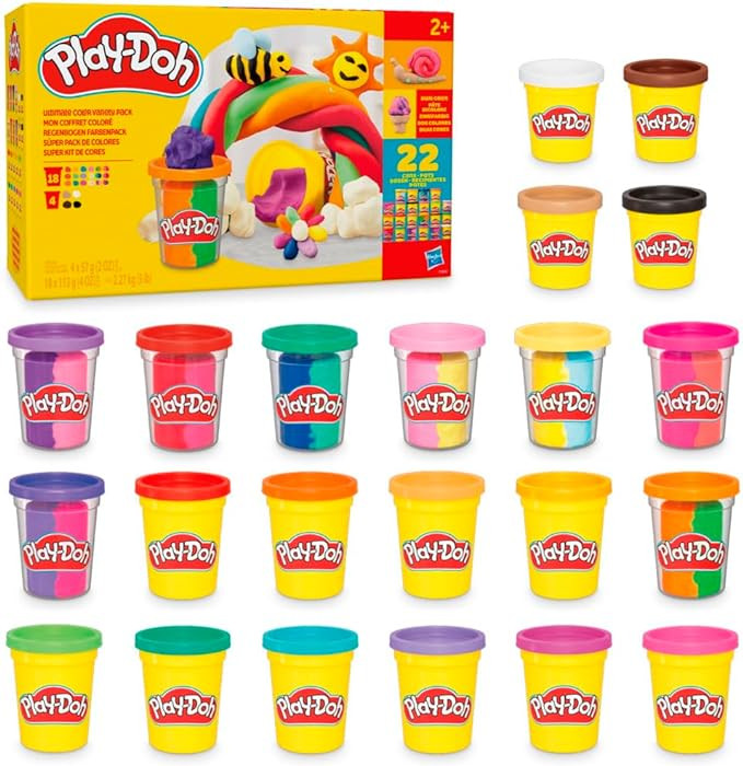Play-Doh 22 Pack Ultimate Color Variety, Bulk Assorted Colors, 2 & 4 Ounce Modeling Compound Cans... | Amazon (US)