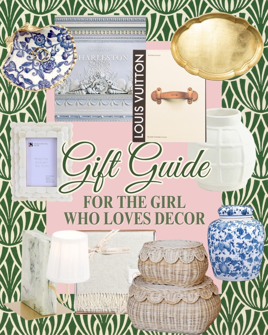 Gift Guide: For the girl who loves décor 🤍✨
If she’s always rearranging shelves, collecting pretty coffee table books, or hunting for that perfect blue-and-white moment… this one’s for her.

I rounded up timeless pieces she’ll use (and love!) all year — scalloped baskets, marble accents, luxe books, ginger jars, and those small touches that make a home feel collected.
Tap to shop or save this for gifting inspo! 

home decor gifts, decor gift ideas, gift guide for her, interior design gifts, hostess gifts, blue and white decor, coffee table books, charleston book, louis vuitton book, ginger jar, scalloped baskets, marble bookends, coastal decor, classic home style, traditional decor, timeless home gifts, affordable home decor, chic home accents, neutral home decor, home styling essentials, gift ideas 2024, holiday gift guide decor, home lover gifts, amazon home finds, walmart home finds, target home decor

#LTKGiftGuide #LTKHome #LTKHoliday