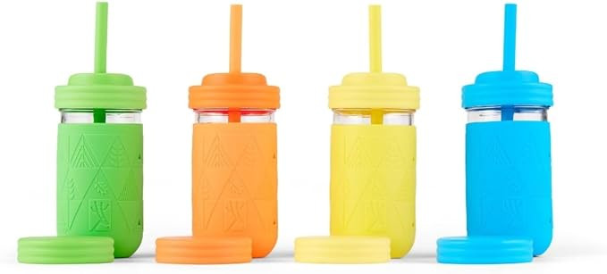 Elk and Friends Kids & Toddler Cups | The Original Glass Mason Jars 12 oz with Silicone Sleeves &... | Amazon (CA)