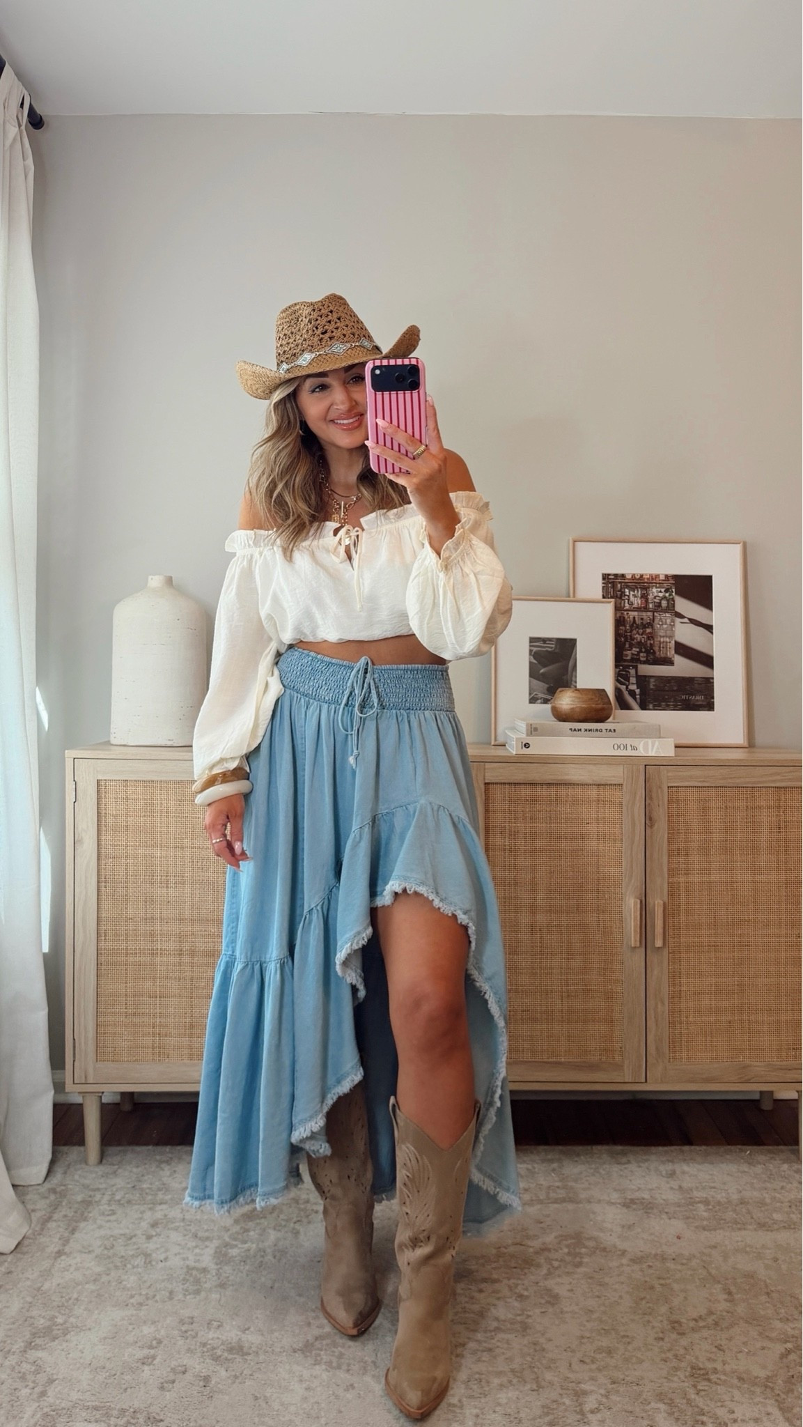 40% off with LEANN40, if expired use code LEANN35 my skirt was just restocked!!!! country concert outfit idea! i’m in a size M in both, the skirt has a smocked waist so you could size down. vici outfit, country concert @VICI

#LTKootd