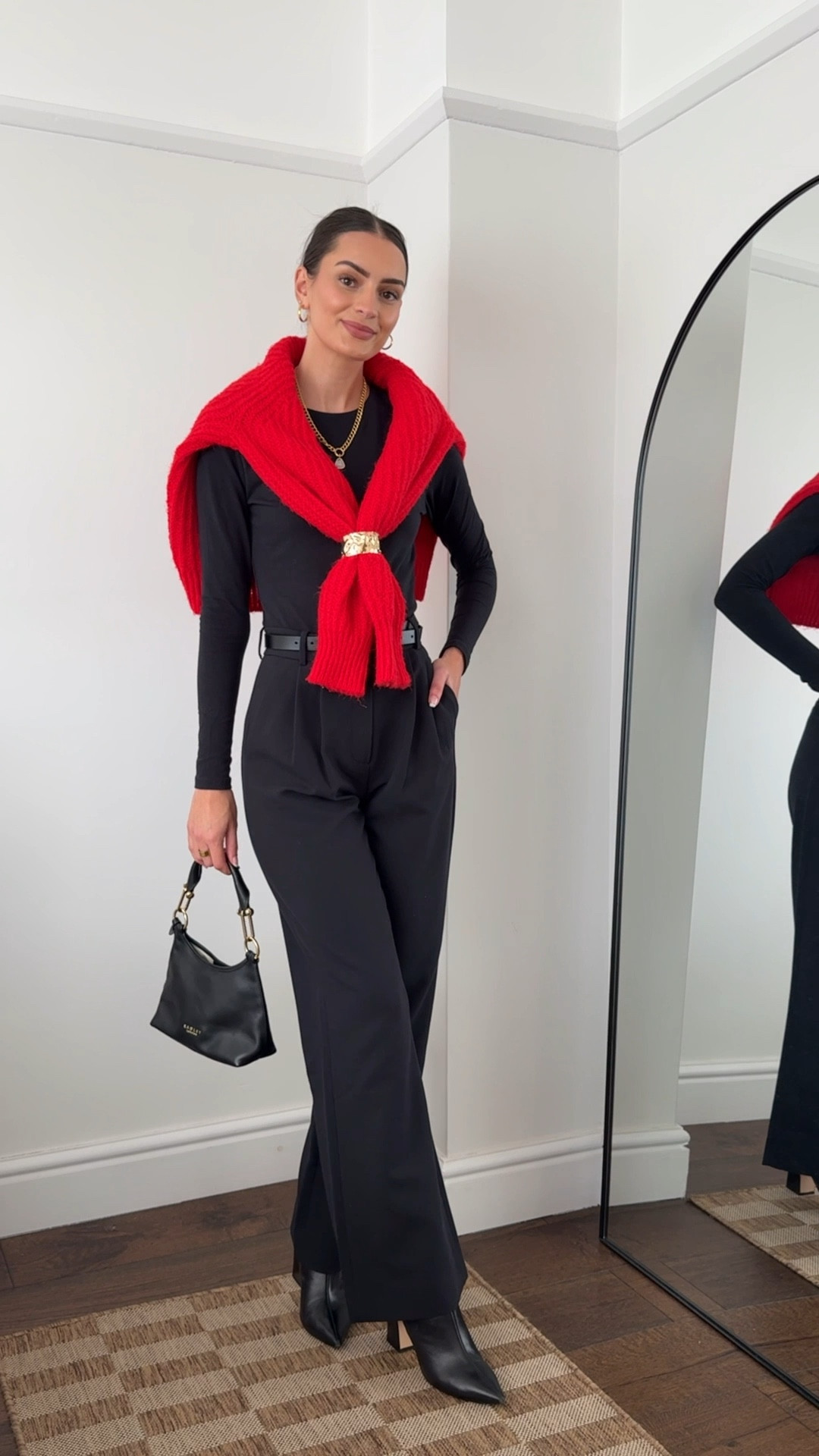 Layering with gold ✨

Red knit cardigan, black bodysuit, black wide leg smart trousers, black ankle boots, small shoulder bag, gold cuff and gold jewellery

#LTKautumn #LTKuk