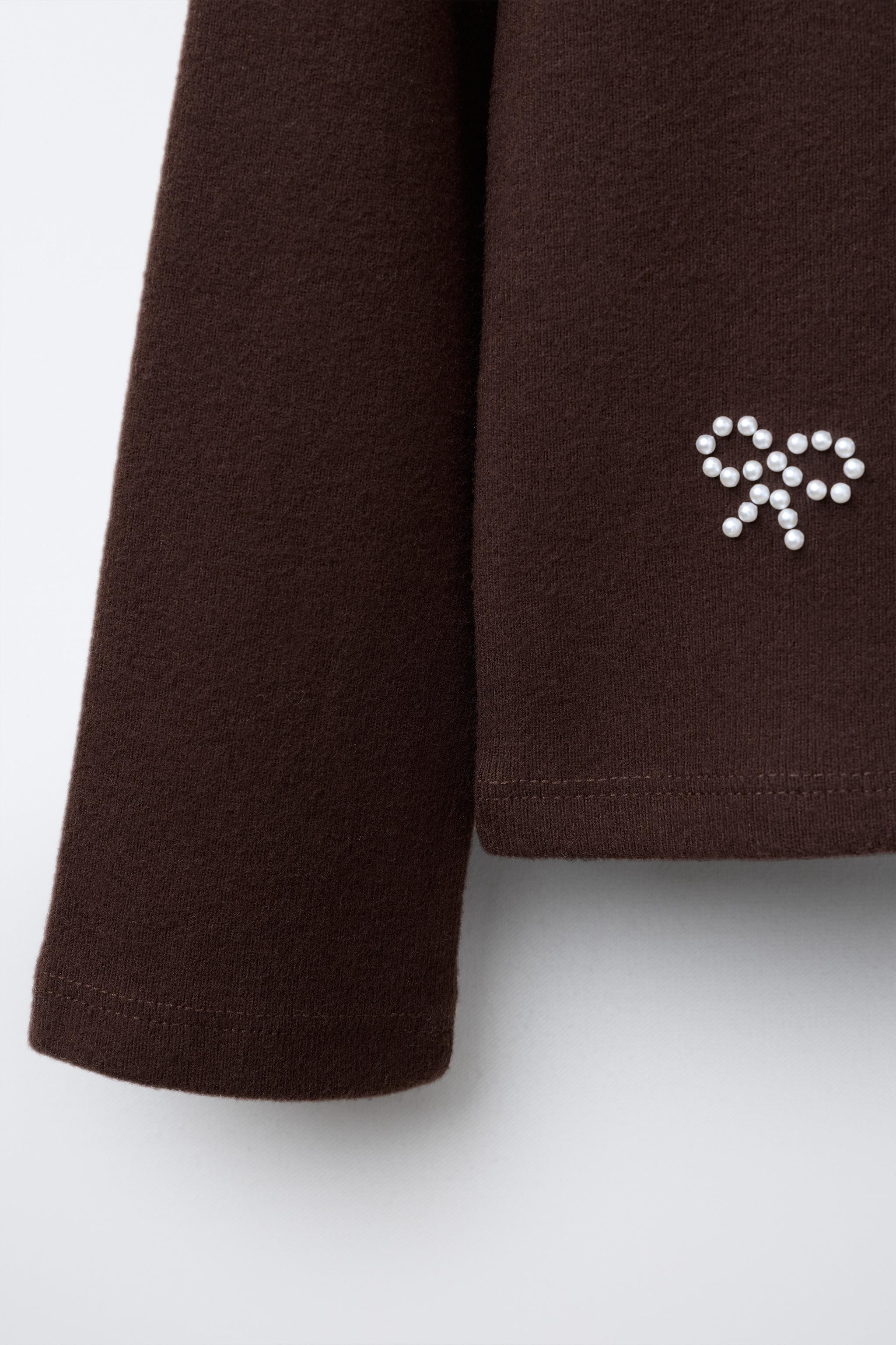 SOFT TOUCH PEARL BOW T-SHIRT | Zara US