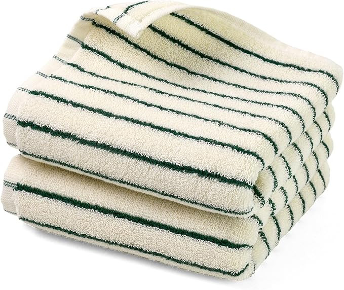 Jacquotha Green Striped Hand Towels for Kitchen, Vintage Bathroom Decor, Natural Cotton Tea Towel... | Amazon (US)