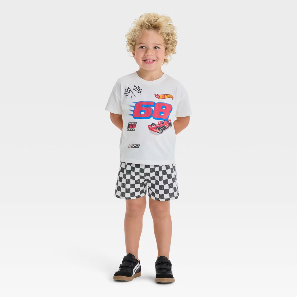 Toddler Boys' 2pc Hot Wheels T-Shirt & Checkered Shorts Set - Off-White | Target