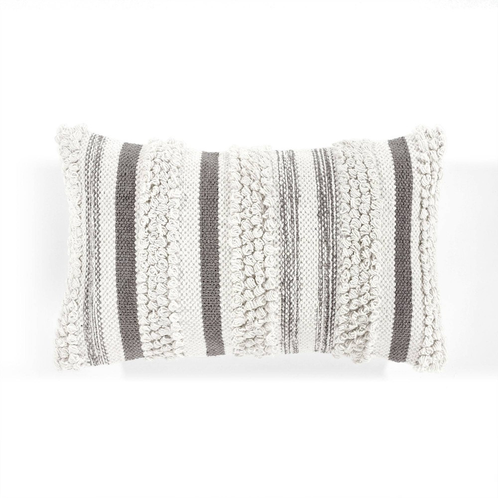 13""x20"" Bria Striped Lumbar Throw Pillow Cover Gray - Lush Décor | Target