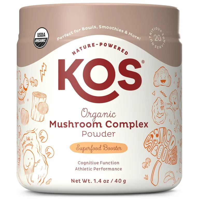 KOS Organic Mushroom Complex Powder - Vegan Superfood Booster, Gluten Free, Non GMO - 1.4 oz, 20 ... | Walmart (US)