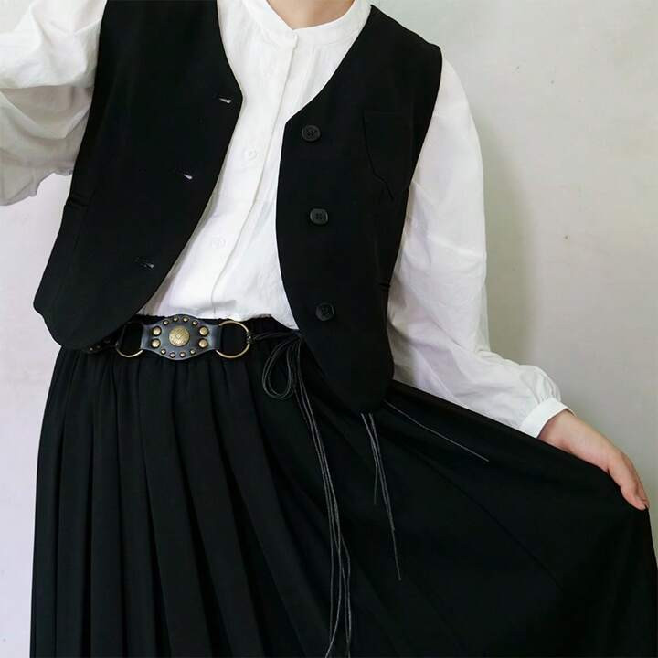 1pc Western Cowgirl Style Retro Waist Belt, American Vintage Metal Rivet Eyelet Patchwork Wide Waist Band, Punk & Personality | SHEIN