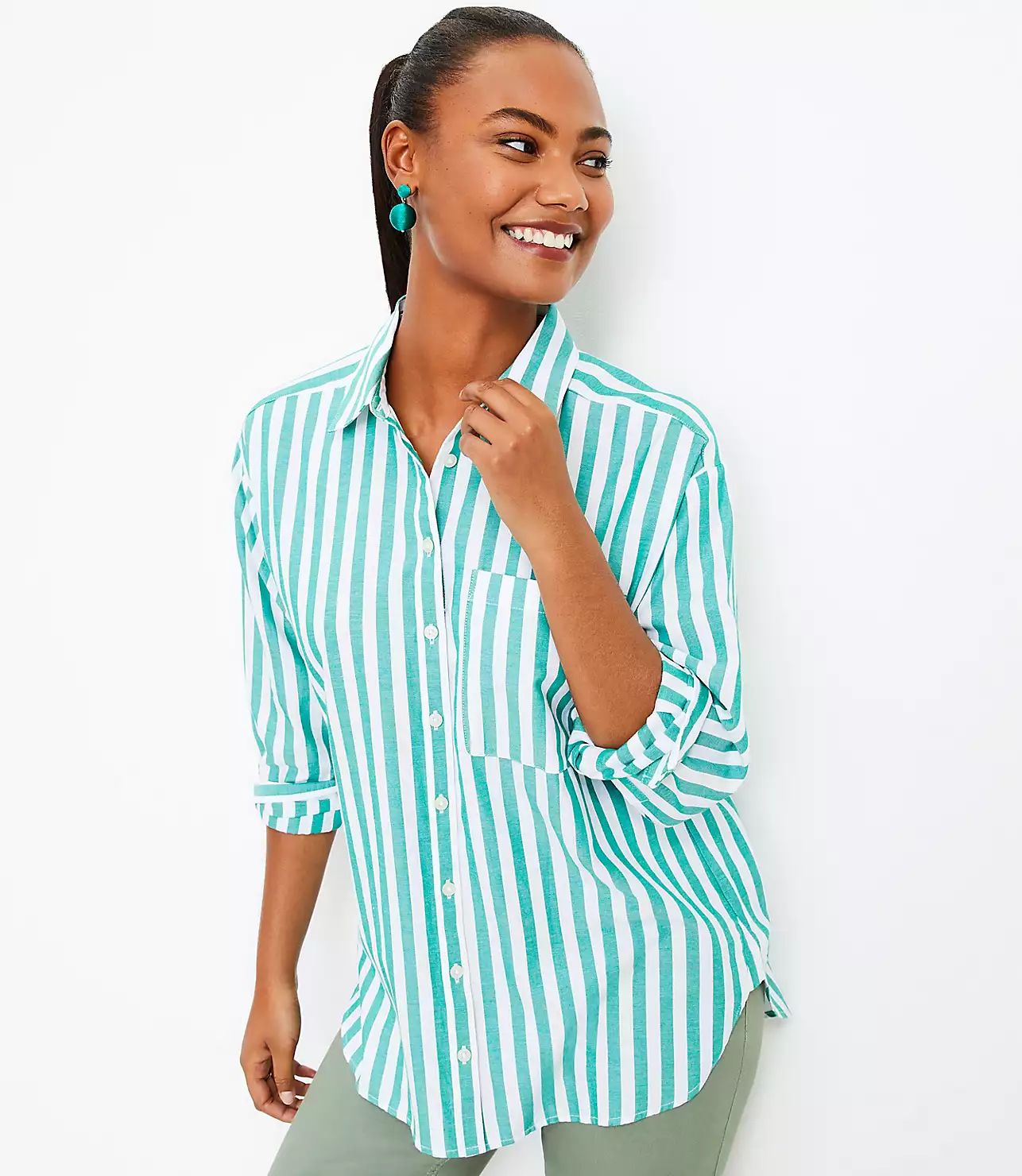 Stripe Oversized Everyday Shirt | LOFT