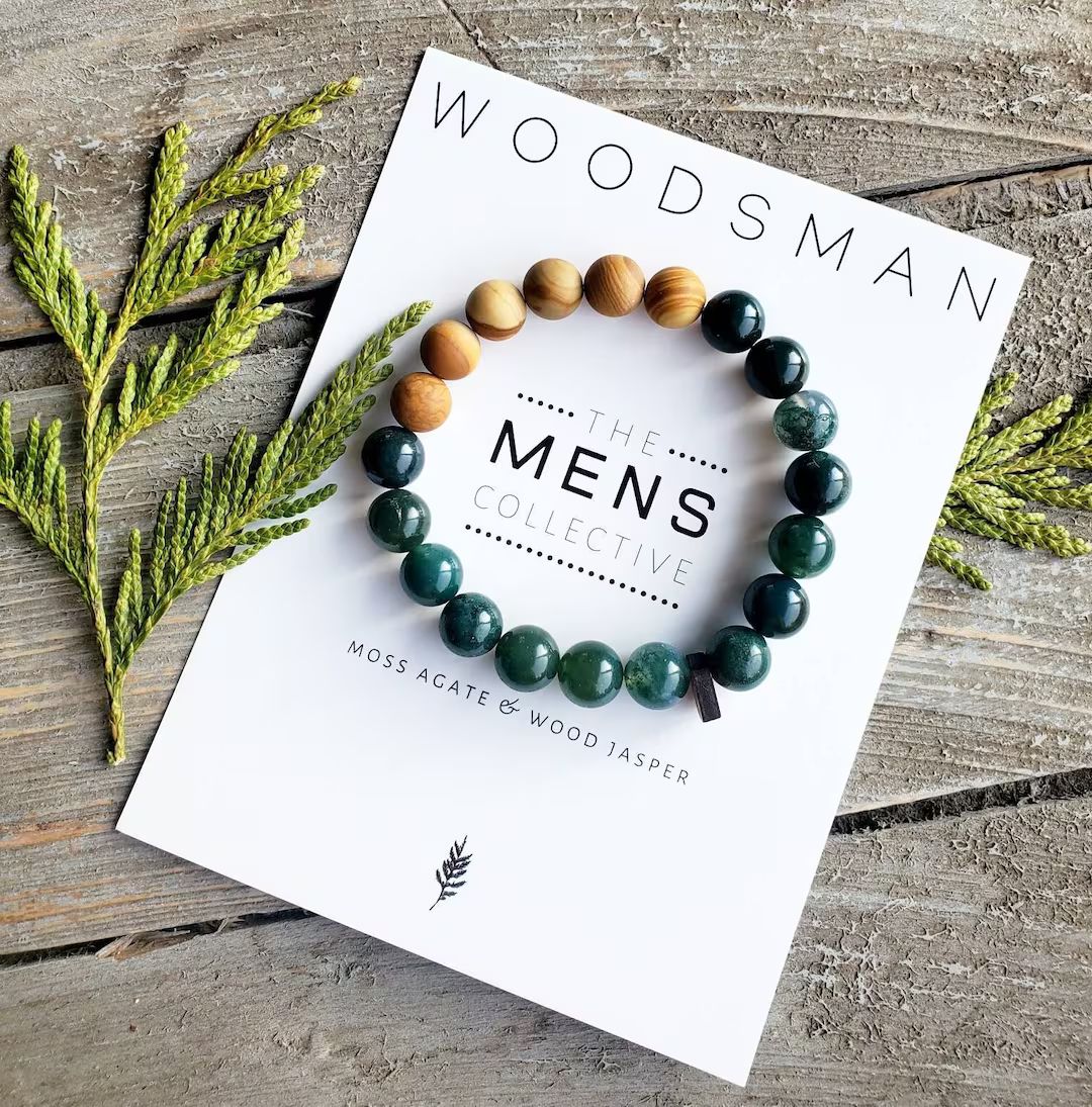 Woodsman gemstone beaded bracelet | mens gift | dad gift | christmas gift | boyfriend gift | fath... | Etsy (US)