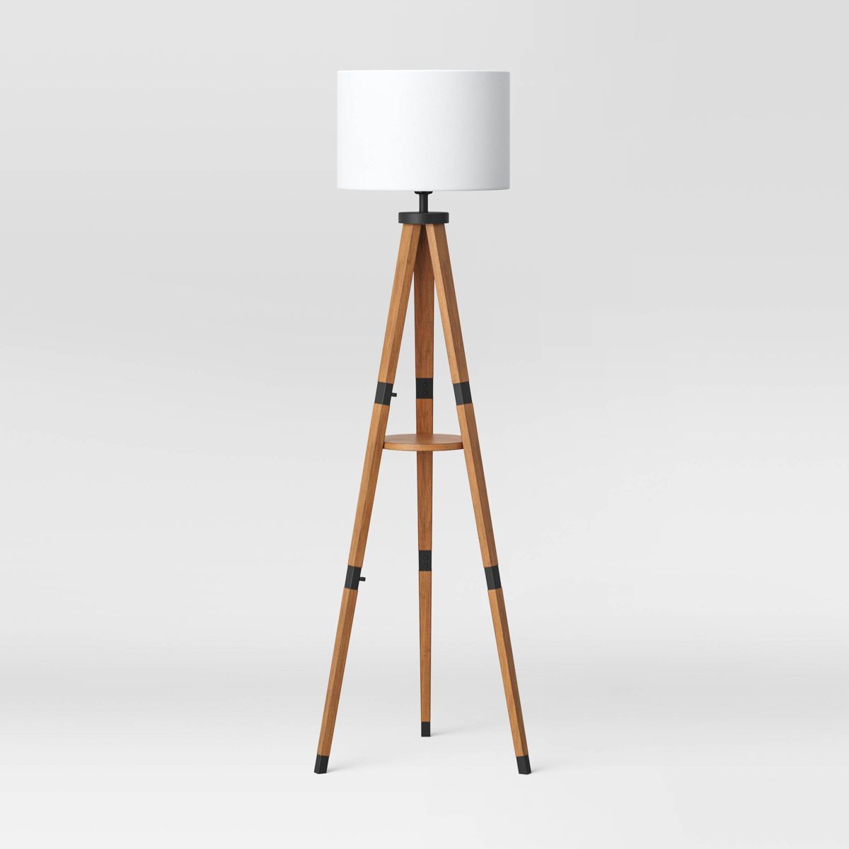 Tripod Floor Lamp with Shelf Brown Wood - Threshold™ | Target