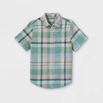 Boys' Woven Button-Down Short Sleeve Shirt - Cat & Jack™ | Target