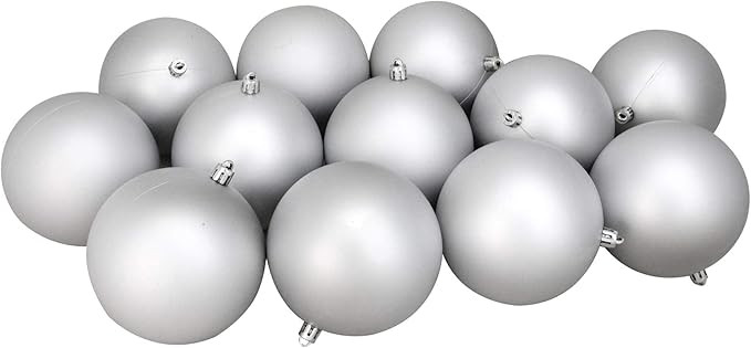 12ct Silver Splendor Shatterproof Matte Christmas Ball Ornaments 4" (100mm) | Amazon (US)