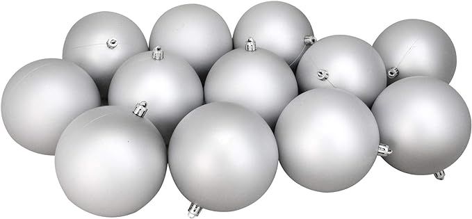 12ct Silver Splendor Shatterproof Matte Christmas Ball Ornaments 4" (100mm) | Amazon (US)