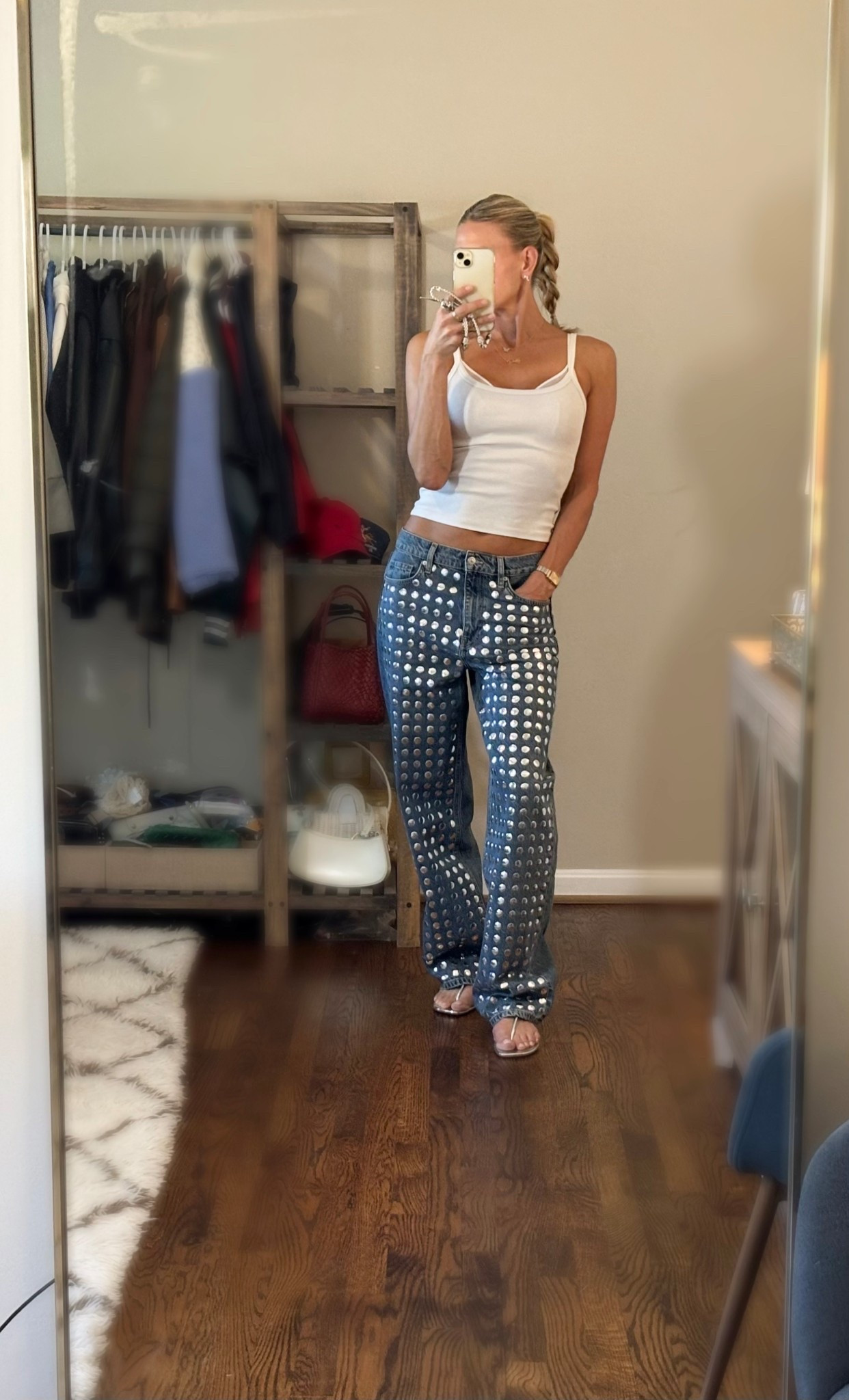 The jeans you didn’t know you needed! I sized up to a size 4 so they sit lower on my hips. I love how long they are!!  Paired back with my most reached for tank top!