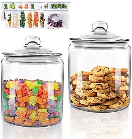Nolopau 1 Gallon Glass Jar, Glass Storage Container Round large Capacity Airtight Clear with Leak Pr | Amazon (US)
