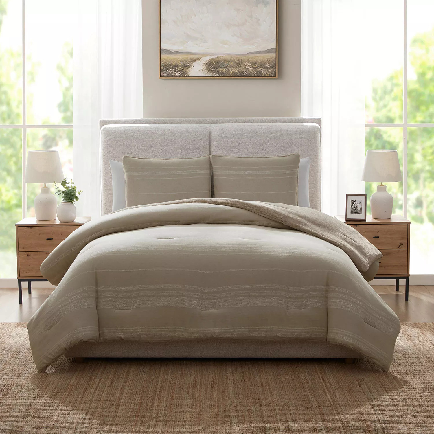 details by Becki Owens Pick Stitch Stripe 3-Piece Comforter Set, Assorted Colors | Sam's Club