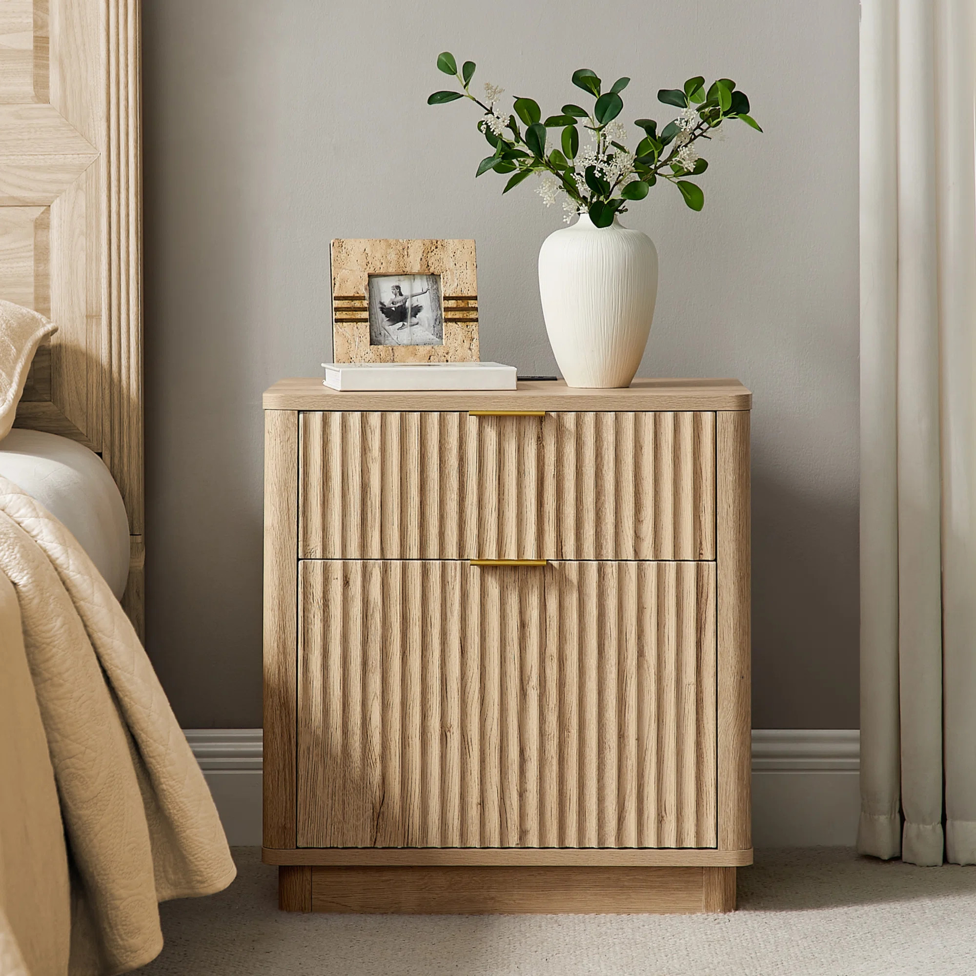 Gracie Oaks 23'' Fluted Nightstand With Mid-century Modern & Reviews | Wayfair | Wayfair North America