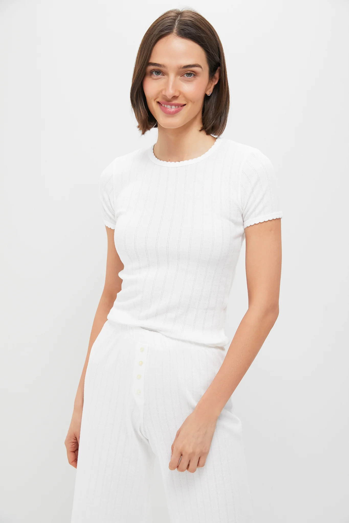 White Pointelle Slim Fit Tee | Shop.app