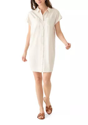 Wonderly Women's Short Sleeve Solid Shirtdress, White, XXL | Belk