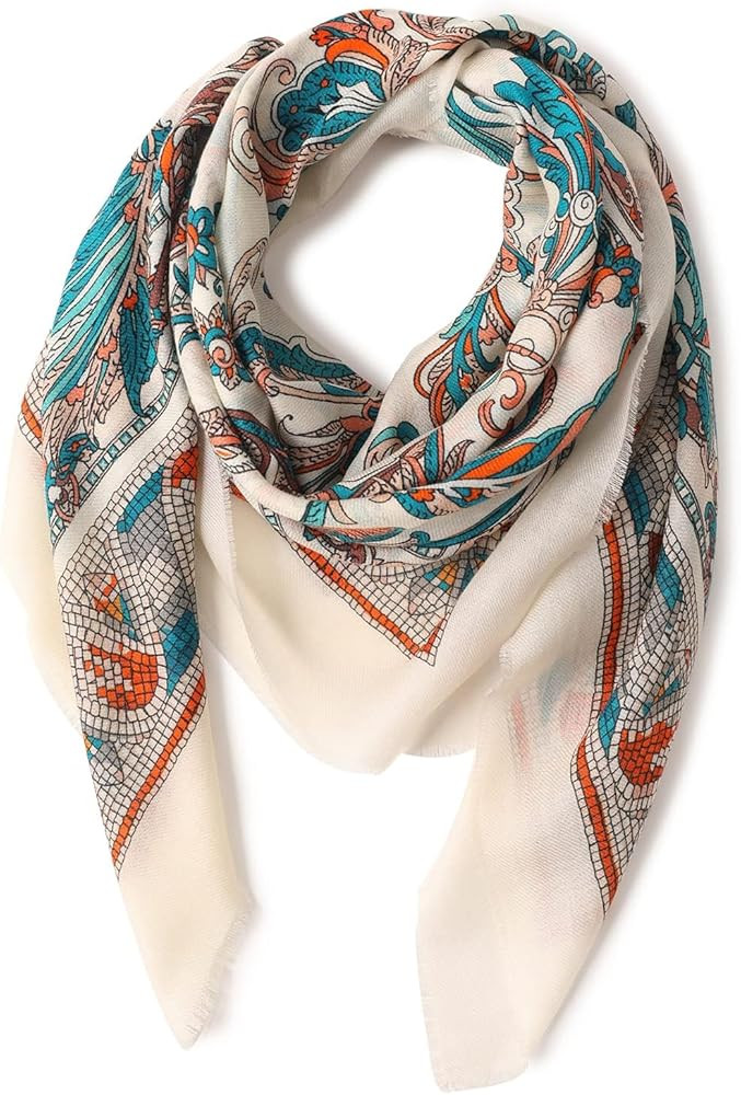 NUOHEMULE 100% Soft Wool Paisley Lightweight and Thin Scarf，Sun-Protective Luxurious Stylish Pr... | Amazon (US)
