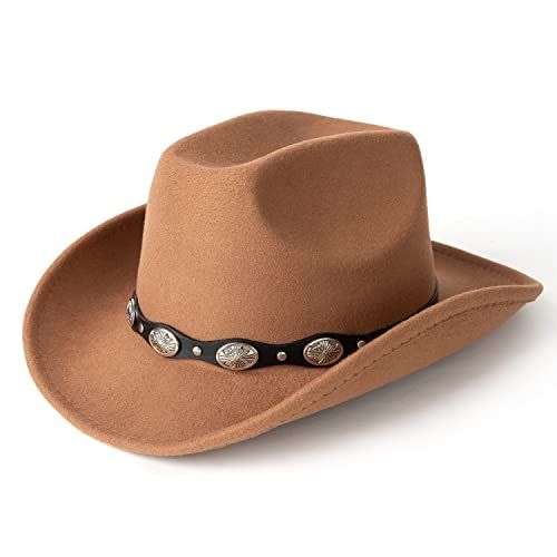Lisianthus Men & Women's Felt Wide Brim Western Cowboy Outdoor Fedora Hats with Belt A Shiny-Crea... | Amazon (US)