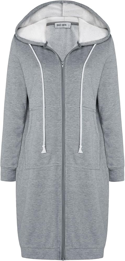 GRACE KARIN Women's Casual Pockets Zip up Hoodies Tunic Sweatshirt Long Hoodie Jacket | Amazon (US)