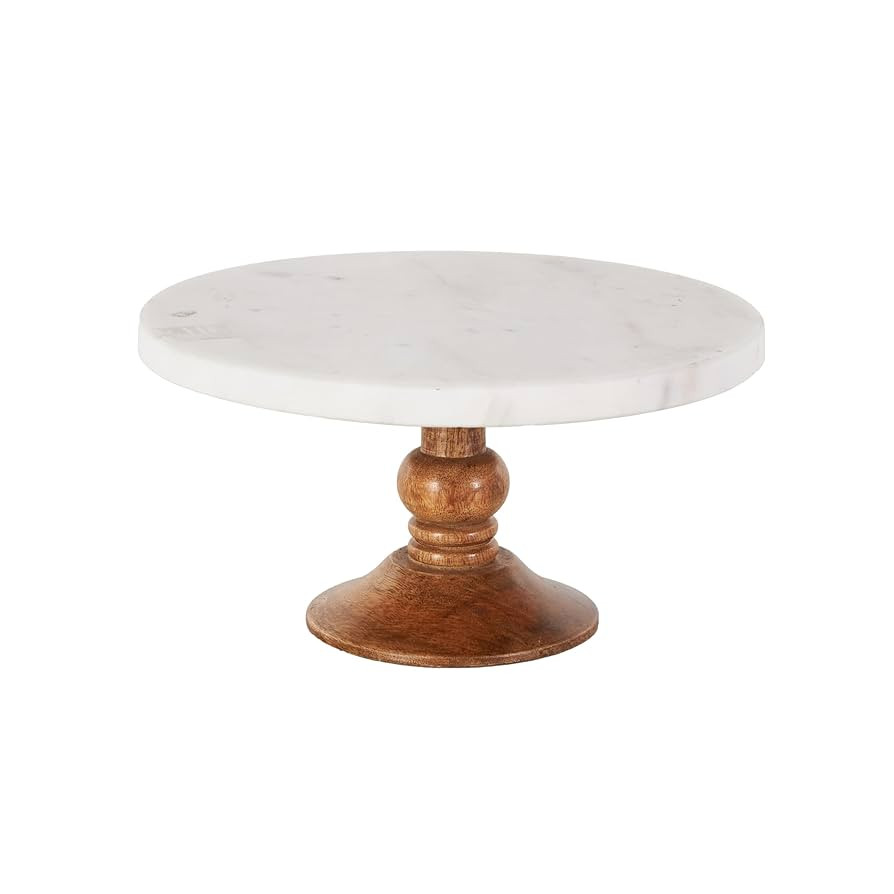 Deco 79 Mango Wood Cake Stand with Wood Base, 10" x 10" x 5", White | Amazon (US)