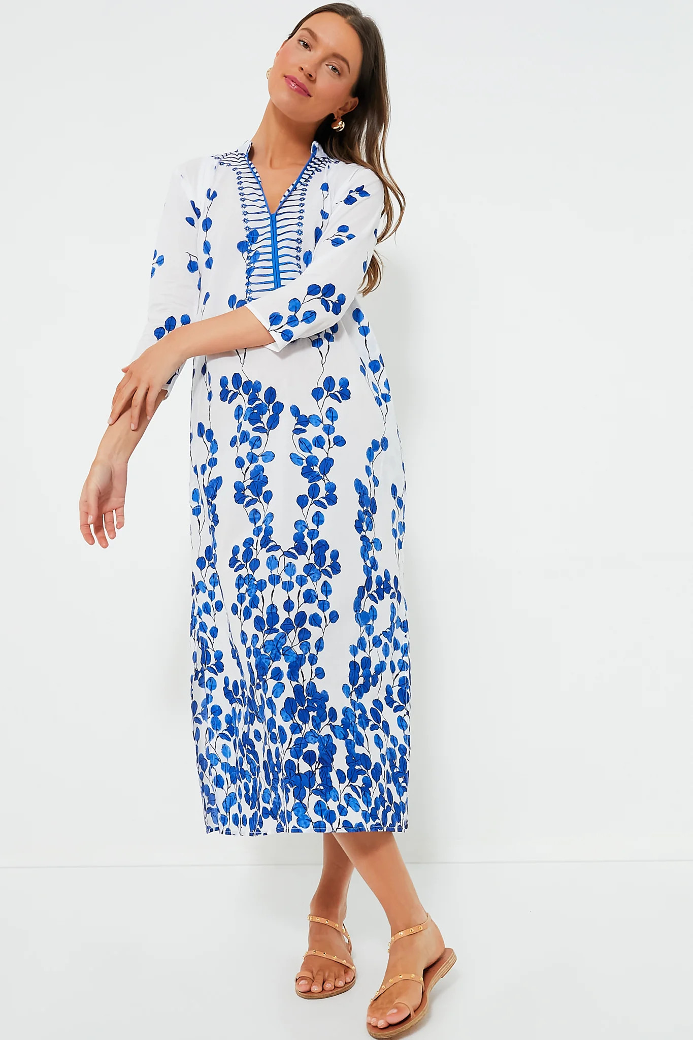 Exclusive Leaf Blue Clorinda Long Kaftan | Tuckernuck (US)