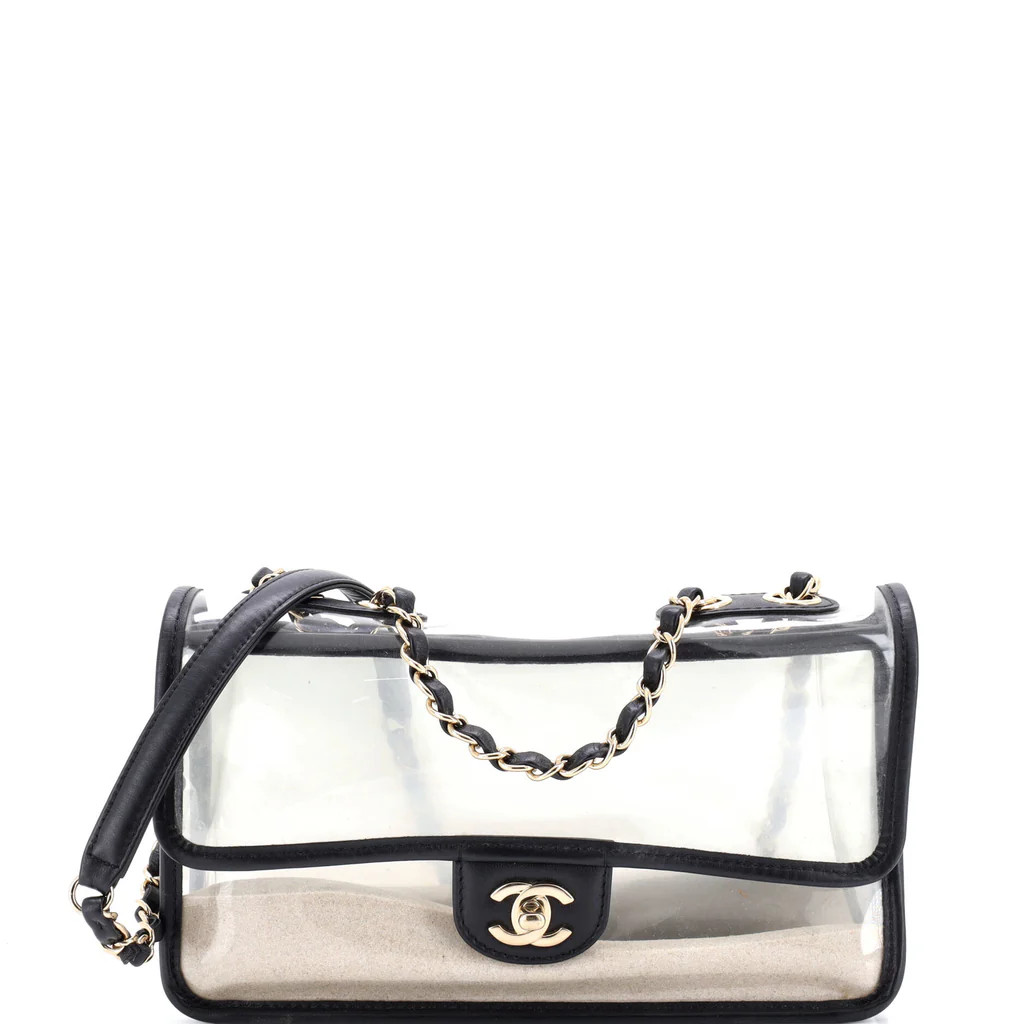 Chanel Sand By The Sea Flap Bag PVC with Lambskin Medium Black 3805192 | Rebag