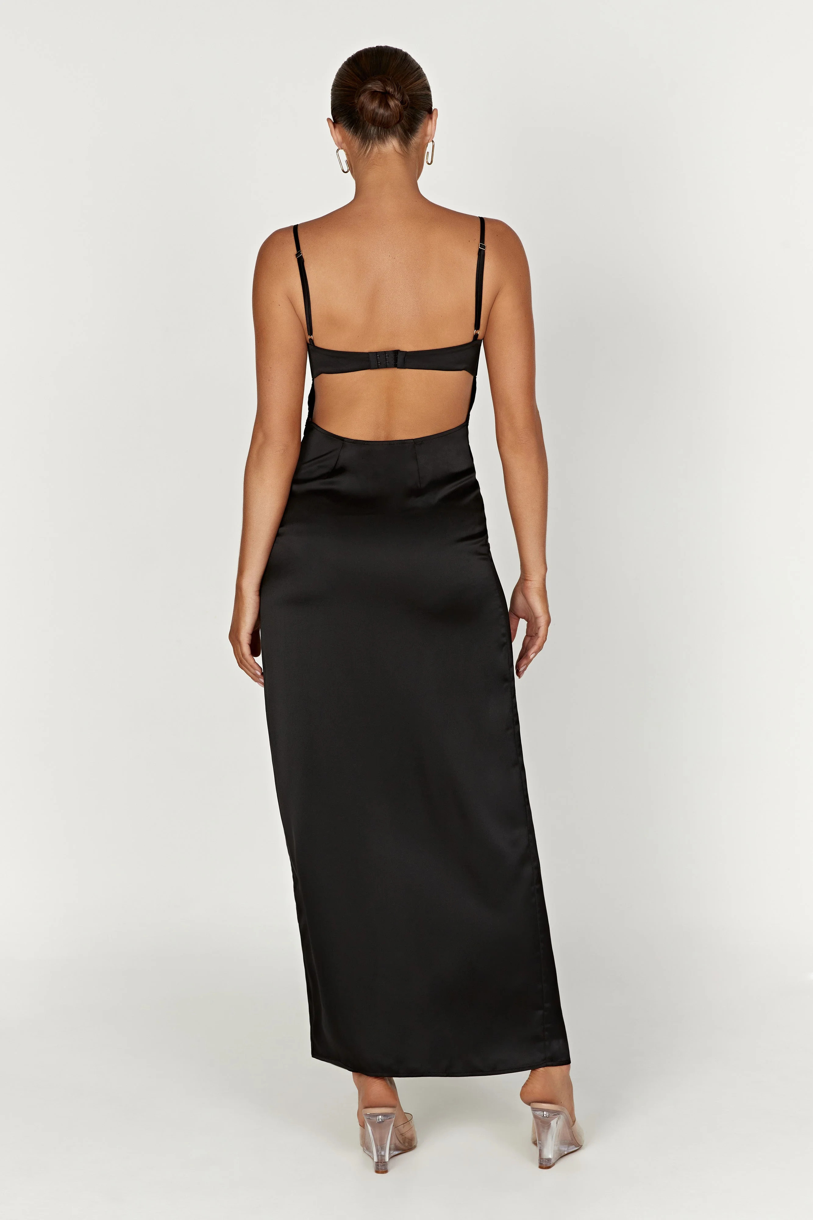 Zuleyka Satin Maxi Dress - Black | MESHKI US
