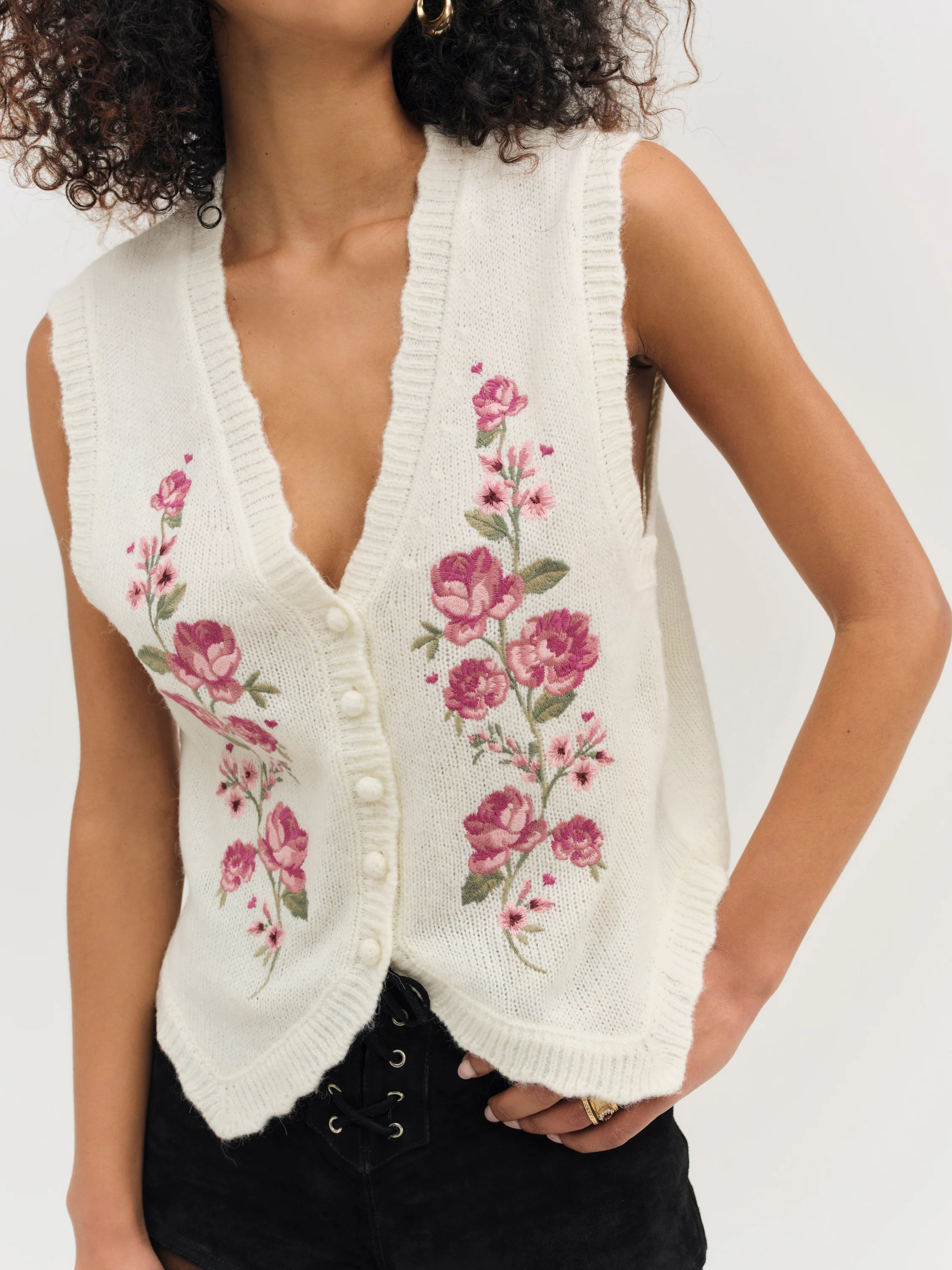 Molly Embroidered Sweater Vest | For Love & Lemons
