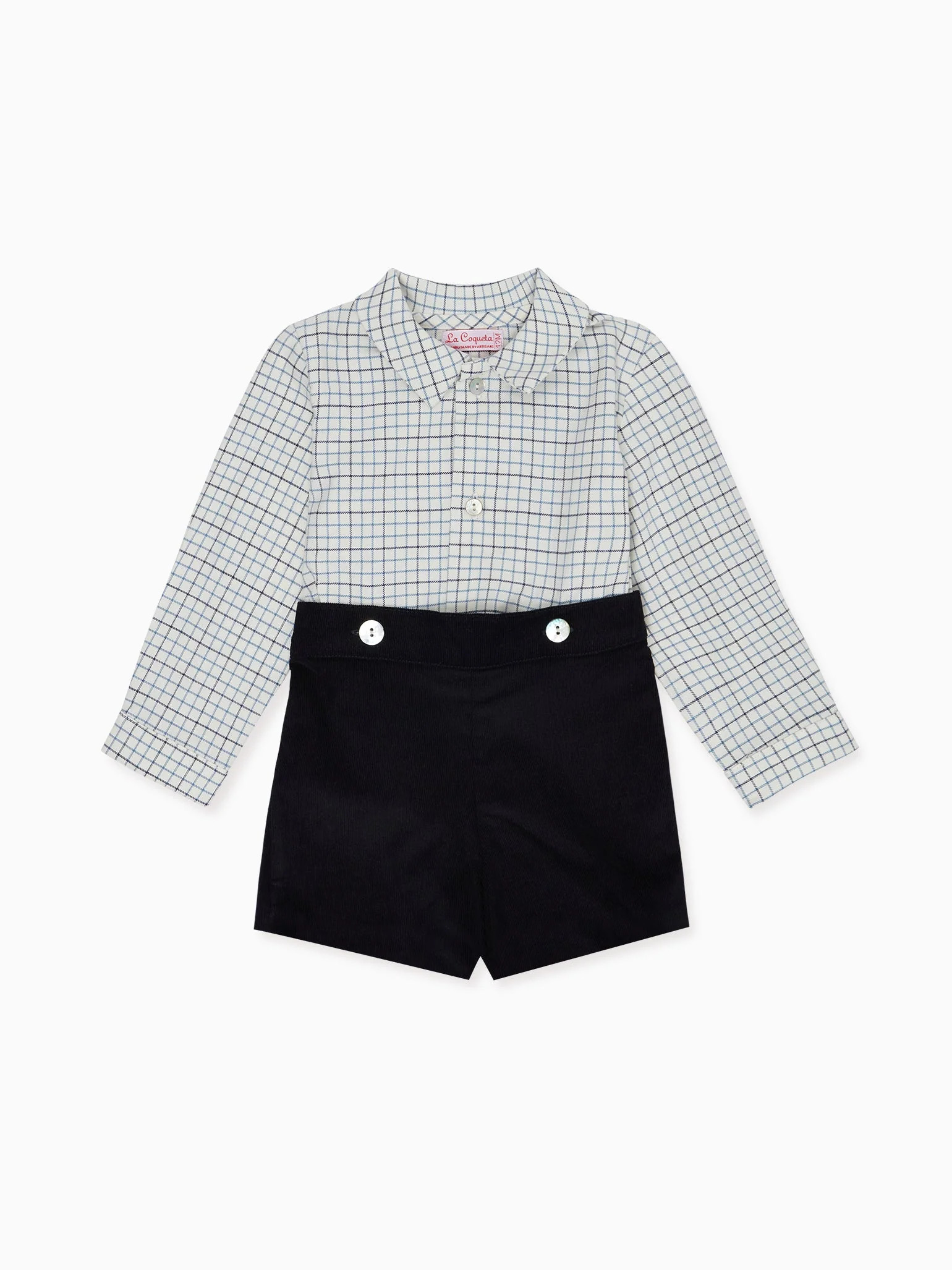 Navy Check Arlo Baby Boy Set | La Coqueta (US)