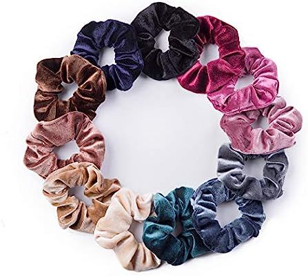 12 Pack Velvet Hair Scrunchies Scrunchy Hair Ties Elastic Hair Bands Ropes Scrunchie for Women or... | Amazon (US)