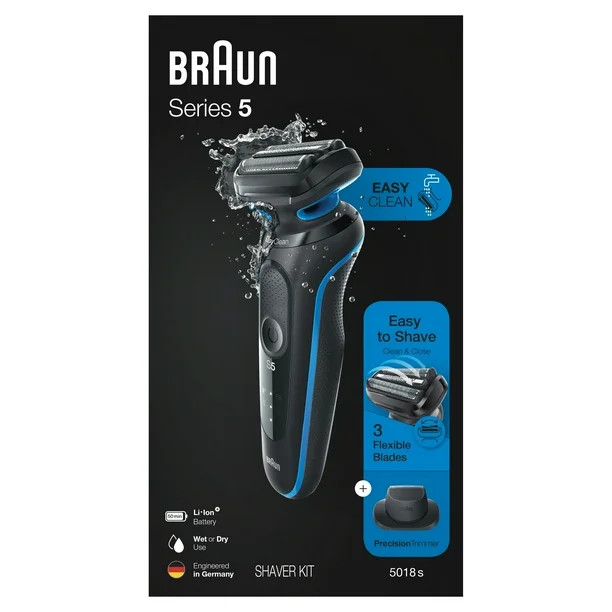 Braun Series 5 5018s Easy Clean Electric Razor for Men with Precision Trimmer, Wet & Dry, Recharg... | Walmart (US)