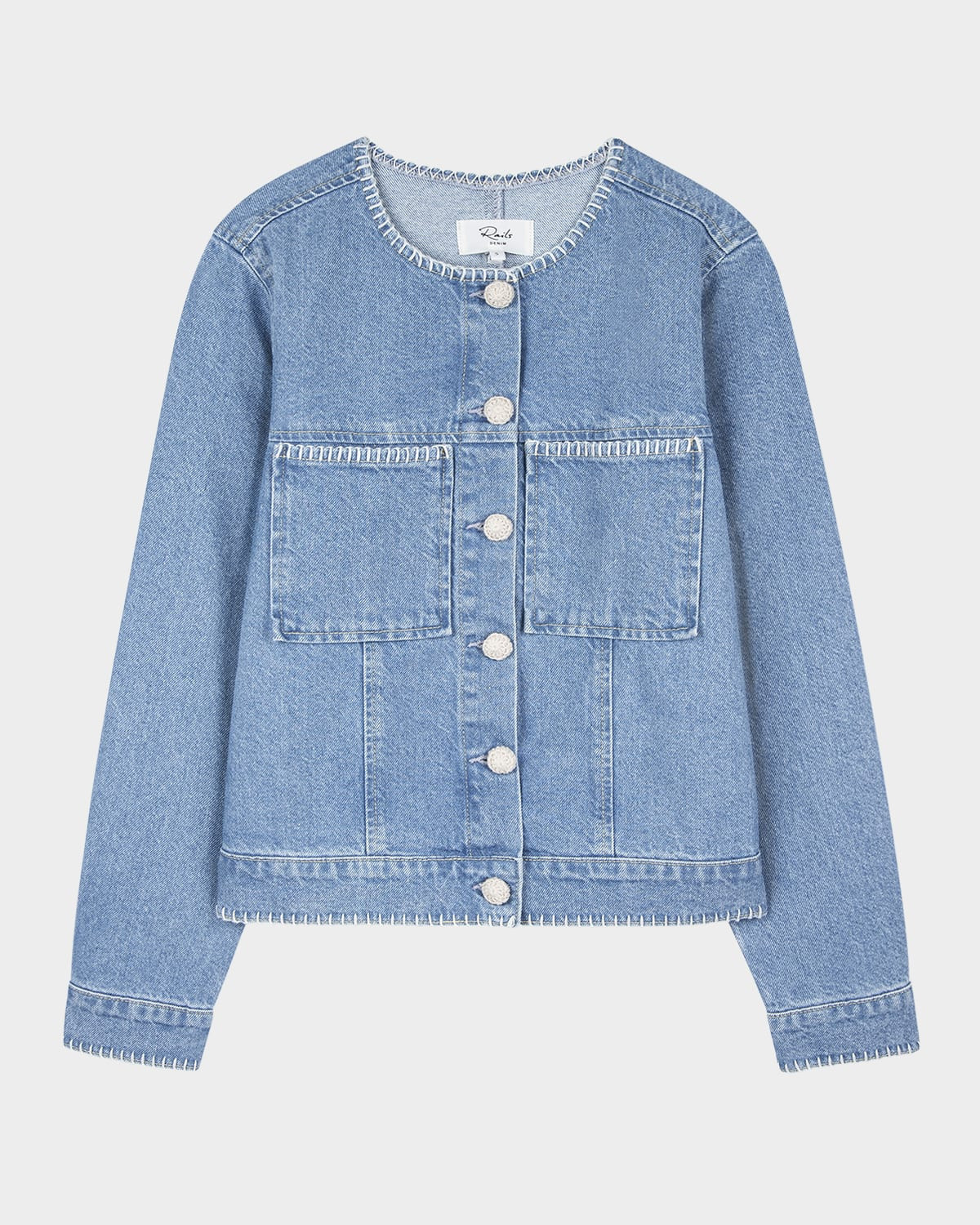 Lido Blanket Stitch Denim Jacket | Neiman Marcus