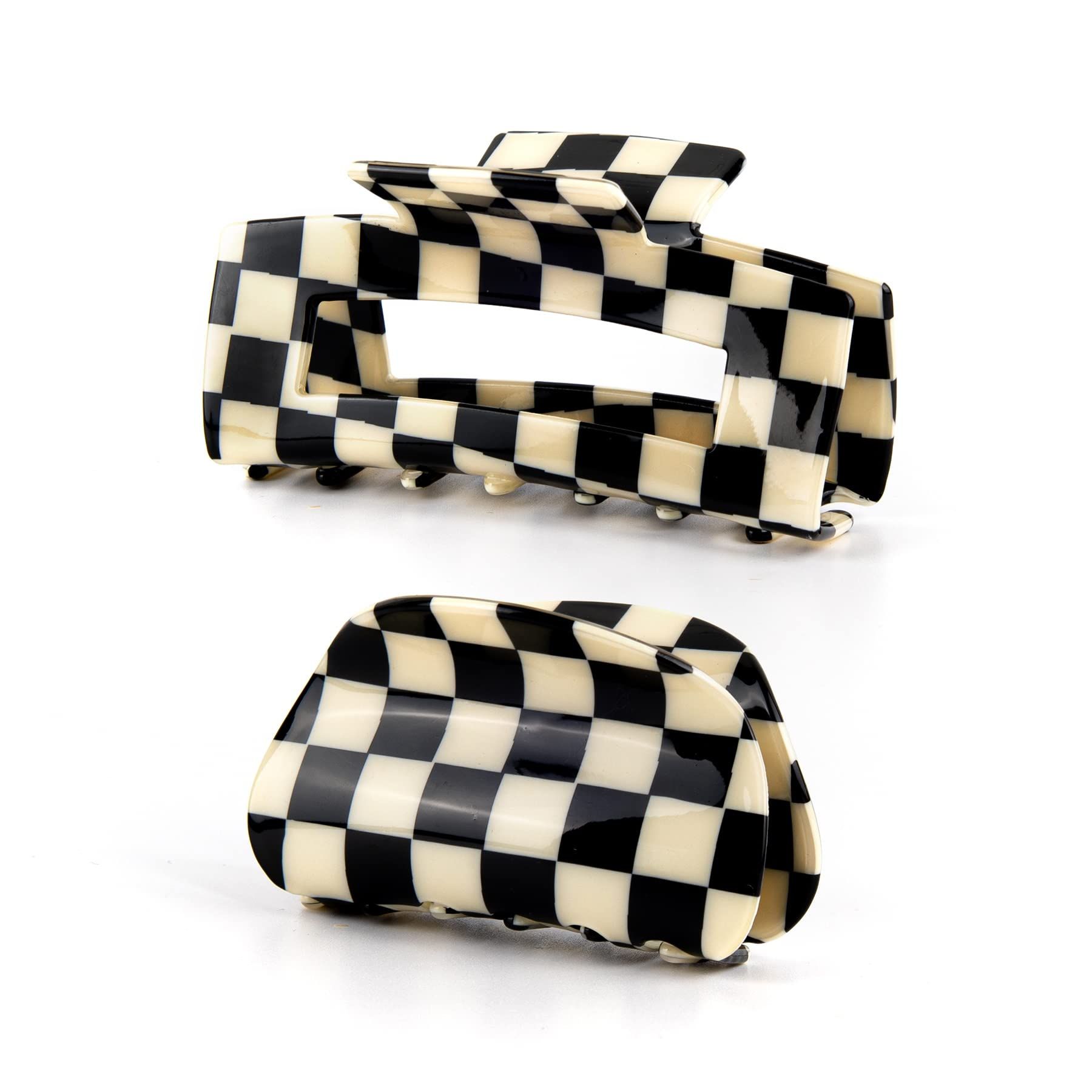 Framendino, 2 Pack Checkered Hair Clips Vintage Black-White Checkered Hair Claws French Barrettes... | Amazon (CA)