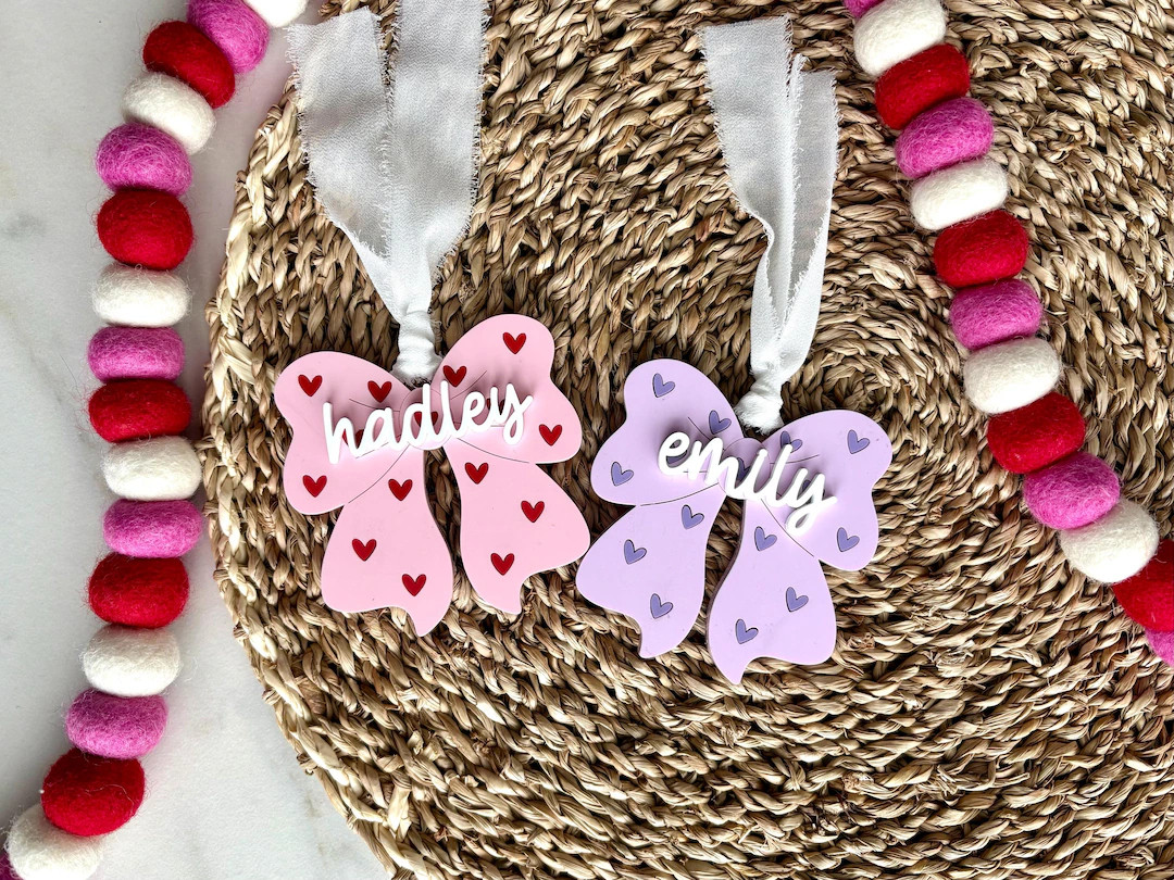 Valentine's Day Bow Tag, Girly Valentine Tag, Valentine's Basket Tag for Girls, Valentine's Day G... | Etsy (US)