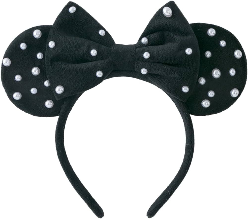 KARETT Pearl Mouse Ears Bow Headbands, Sparkle Minnie Ears Headband Glitter Hair Band for Party P... | Amazon (US)