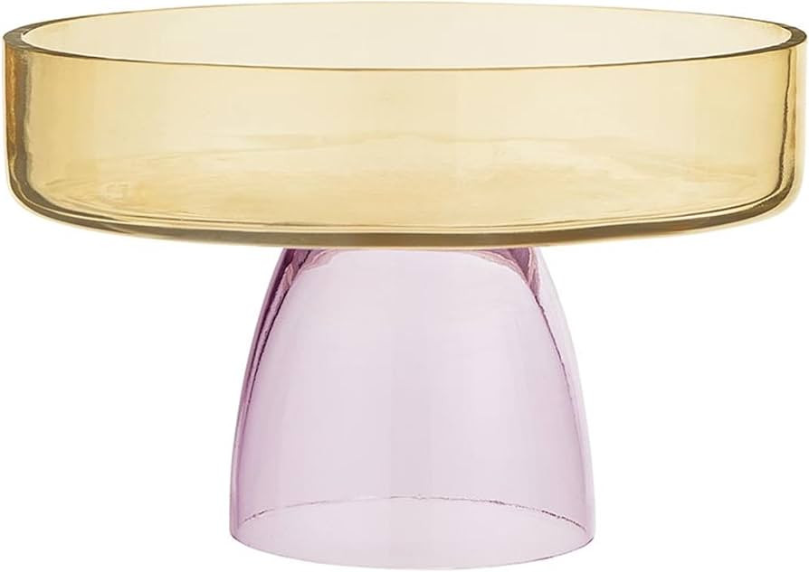 Slant Collections Two-Toned Glass Birthday Cake Stand, 7" Diameter, Pink/Yellow | Amazon (US)