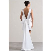 Peace | White Satin Mini Dress With Drape Detail | Club L London