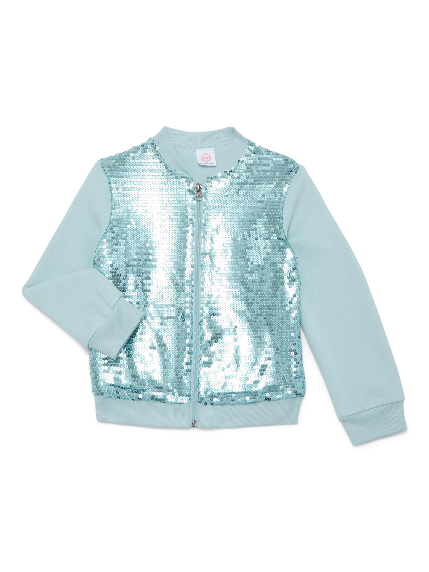 Wonder Nation Little Girls Sequin Bomber Jacket, Sizes 4-10 | Walmart (US)