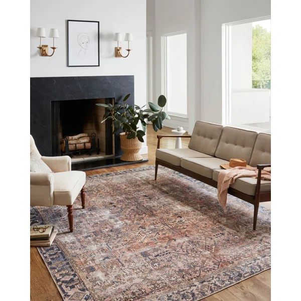 Jules Performance Terracotta/Beige/Black Rug | Wayfair North America