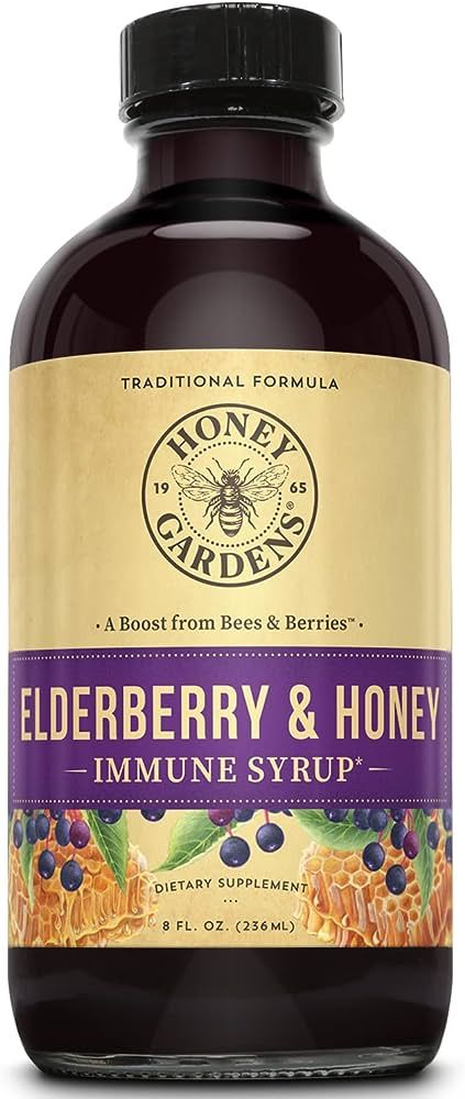 Honey Gardens Elderberry Syrup with Apitherapy Raw Honey, Propolis & Elderberries | Traditional I... | Amazon (US)