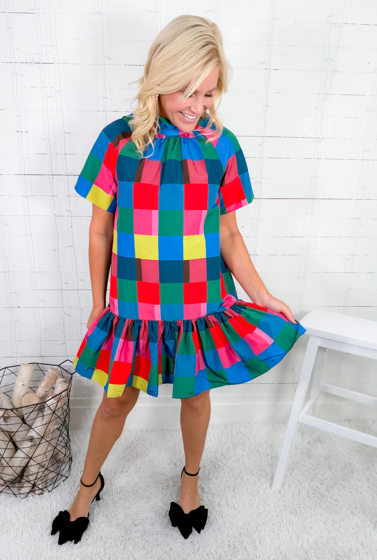 Willa Holiday Check Mini Dress Alden Adair | Clover and Bee | Clover + Bee