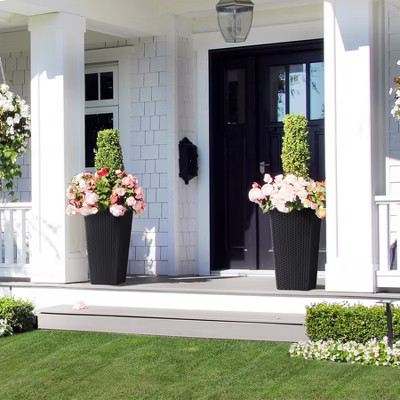 23" Tall Outdoor/Indoor Planter Pots (Set of 2) - Black with Drainage Holes, Water Level Monitor & Inner Bucket for Automatic Watering | Target